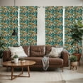 thumbnail image 2 of Ambesonne Geometric Window Curtains, Surreal Future Lines, Each 28" W x 95" L, Pale Yellow Turquoise, 2 of 4