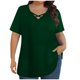 thumbnail image 1 of Mujeres Más Tamaño Manga Corta Tops, Moda Verano Color Sólido, V-Cuello Blusas, Más Tamaño Ropa de Verano para las Mujeres, 1 of 6