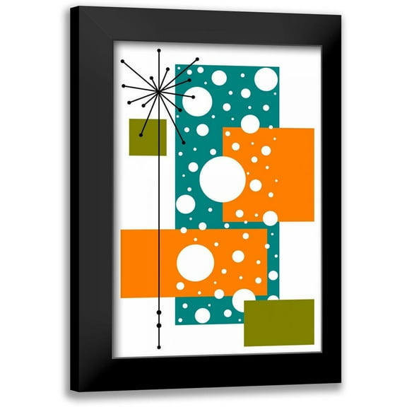 Newton, Tonya 11x14 Black Modern Framed Museum Art Print Titled - Lacuna - Aqua and Orange