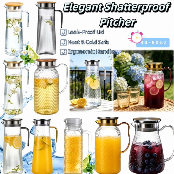 Slim Striped Refrigerator Pitcher, Transparent Plastic Cold Water Carafe for Fridge Side Door, Sleek Beverage Pot for Iced Coffee, Milk & Lemonade, 1.1L, AKLJWH