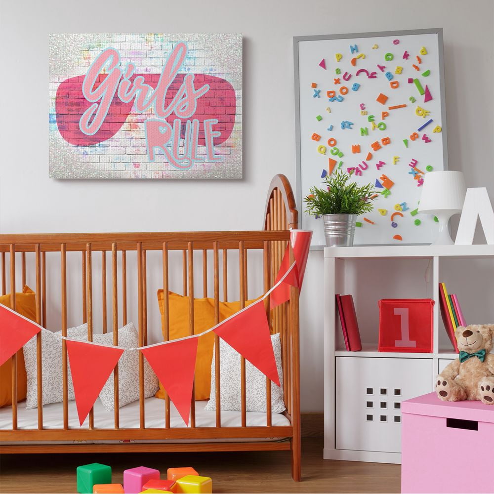 Stupell Industries Urban Glam 'Girls Rule' Phrase with Pink Shades Designed by Daphne Polselli