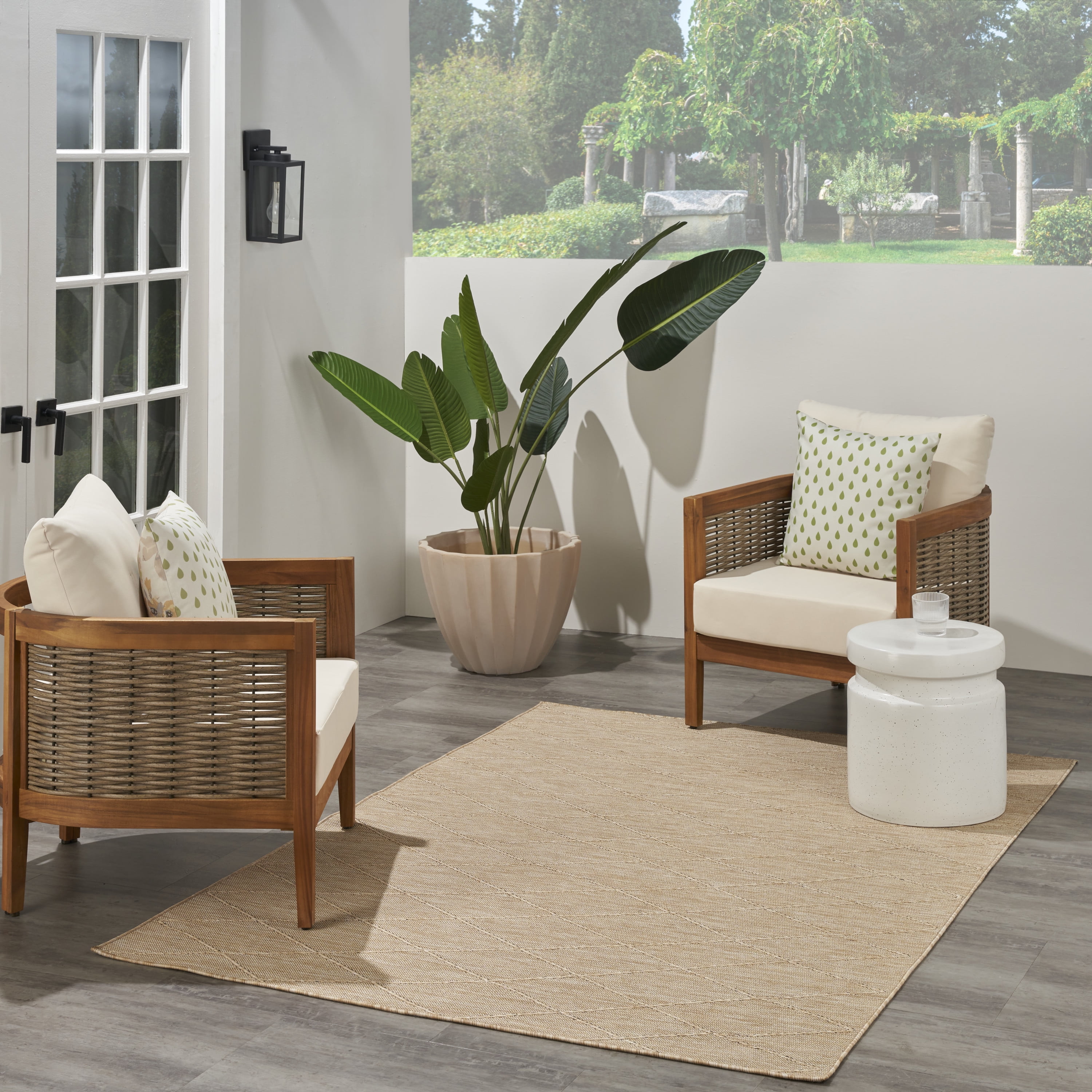 Nourison Washable Solutions Indoor/Outdoor Natural 7' x 10' Area Rug (7x10)