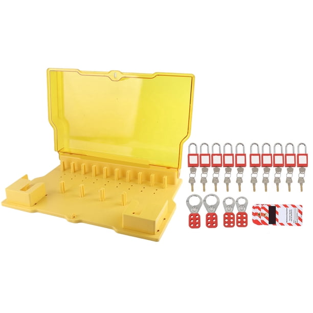 Kit de Loto para Disyuntor de Estación de Bloqueo Y Etiquetado Incluye 10 Candados 20 Llaves 4 Hebillas de Bloqueo 10 Etiquetas de Bloqueo Tablero de Kit de Bloqueo Y