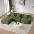 thumbnail image 4 of Leumius 113" L-Shaped Modular Sectional Sofa,Corduroy Fabric Upholstered 3 Seater Couch with Deep Seat and Movable Ottoman,No Assembly,Green, 4 of 10