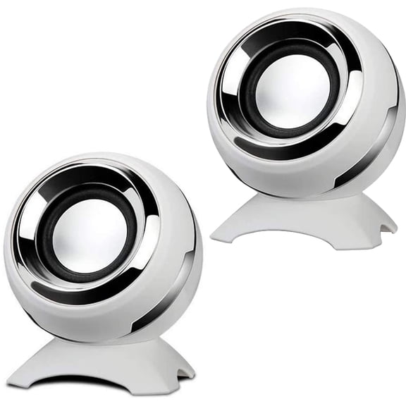 Computer USB-Power Speakers， Mini Desktop Speakers with HiFi Sound,Superior Stereo Sound,Double Horn, Perfect for Computer,Laptop,White,F76644