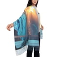 thumbnail image 4 of Honeii Ocean View Bedroom Print Scarf Oversized Scarf Tassel Fall Winter Thick Scarf Warm Shawl Women,Women's Scarves & Wraps, 4 of 8