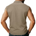 thumbnail image 7 of LTTVQM Sleeveless Muscle T Shirts for Men 2026 Summer Casual V Neck Button Up Henley Tank Tops with Pocket for Workout Athletic Khaki L, 7 of 7