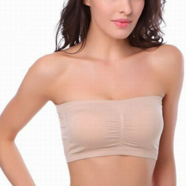 Wireless Bra Strapless Bras Pull-On Closure Underwear Good Elasticity Easy  Matching for Dresses Off Shoulder Clothes Party flesh color