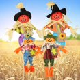 thumbnail image 4 of 1Pc Fall Thanksgiving Scarecrow Decoration, Pumpkin Scarecrow Doll Green Pants, 21.7Inch Halloween Scarecrow, Fall Harvest Standing Scarecrow Decor for Autumn, Halloween, Garden, Yard Decoration, 4 of 6