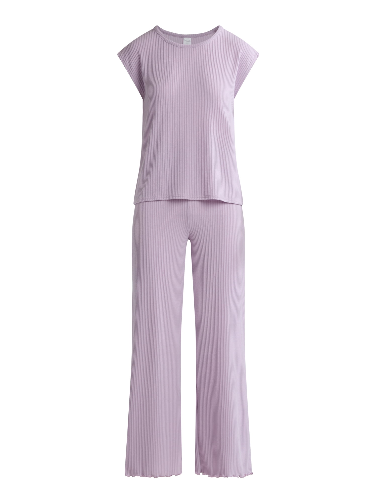 Lissome Women's and Women’s Plus Ribbed Top and Pants Lounge Set, 2-Piece, Sizes S-4X