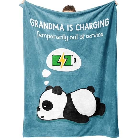 Grandma Gifts -Funny Grandma is Charging Blanket- Grandma Christmas/Birthday Gifts, New Grandma Gifts First Time, Super Soft Throw Blanket Gifts for Grandma/Grandmother ” Blue Green