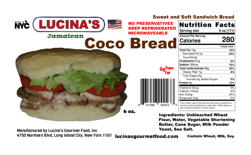 Lucina's Gourmet Baked Jamaican Style Coco Bread 10/6 oz. Pack of 10