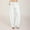 White, variant on Sentmoon Linen Pants for Women Plus Size Drawstring Elastic Waist Workout Pants Loose Wide Leg Solid Color Stretchy Women Sweat Pants Summer Comfy for Casual Hangouts White S