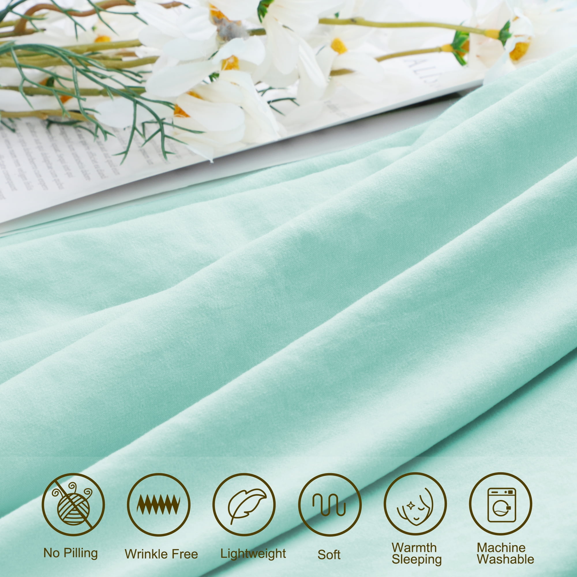 Unique Bargains 100% Microfiber Soft 3 Pieces Duvet Cover Set Twin Aqua Blue