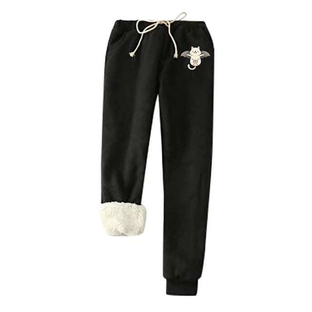 Aboser Leggings pour Femmes Grande Taille avec Cordon Élastique Chaud pour Hiver Froid Sherpa Extensible Course Randonnée Pantalons Doublés en Polaire