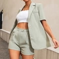 thumbnail image 5 of Babysbule Women Shorts 2PC Fashion Woman Solid Short Sleeve Blouse Coat + High Waist Pockets Pants Sets, 5 of 9