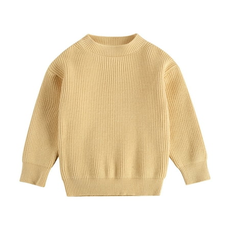 

COUTEXYI Children Low Collar Solid Color Pullover Striped Pit Long Sleeve Top
