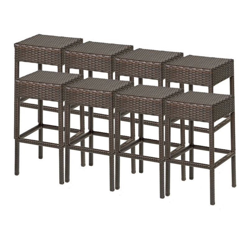 TKC Napa Backless Outdoor Wicker Bar Stools in Espresso (Set of 8