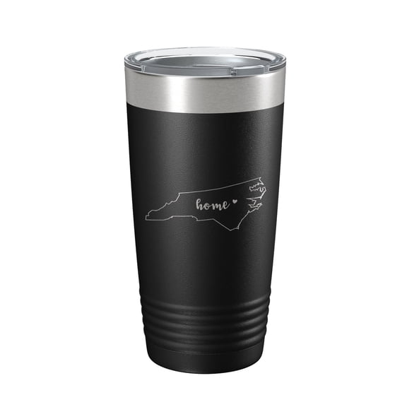 North Carolina Tumbler Home State Travel Mug Insulated Laser Engraved Map Coffee Cup 20 oz Black