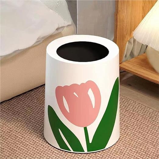 Tulip Flower Trash Can Plastic, Cute Wastebasket with Removable Inner ...
