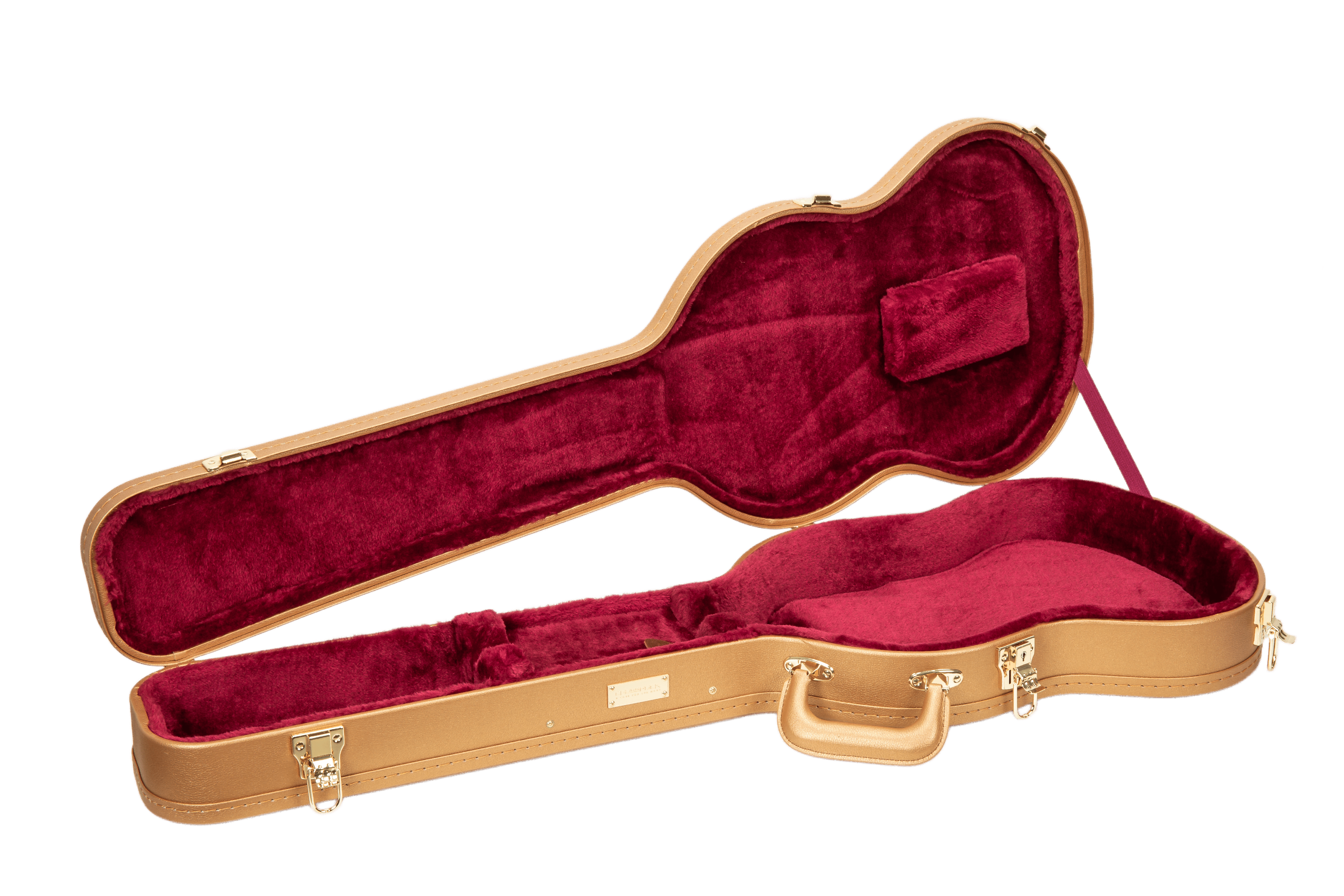 Crossrock Designer Series- Wooden Case for Gibson SG Electric Guitars- Security Lock, Metal Feet, Storage Space- Luxury Gold