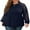 05-Navy Blue, variant on JWD Plus Size Tops For Women Lace Sleeve Blouse Waffle Knit Long Sleeve Shirts Wine Red-3X