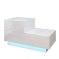 thumbnail image 4 of 2 Drawers Nightstand, with RGB 20 LED Light Mode, Modern Home Furniture decor - High Gloss, White/Black, 4 of 9