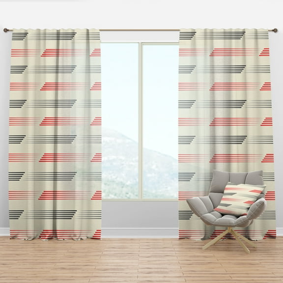 Designart 'Horizontal Geometrical Retro Pattern I' Mid-Century Modern Curtain Panel