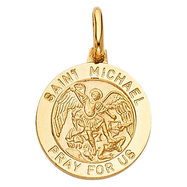 Jawa Jewelers Solid 14K Yellow Gold Religious Saint Michael Pray for