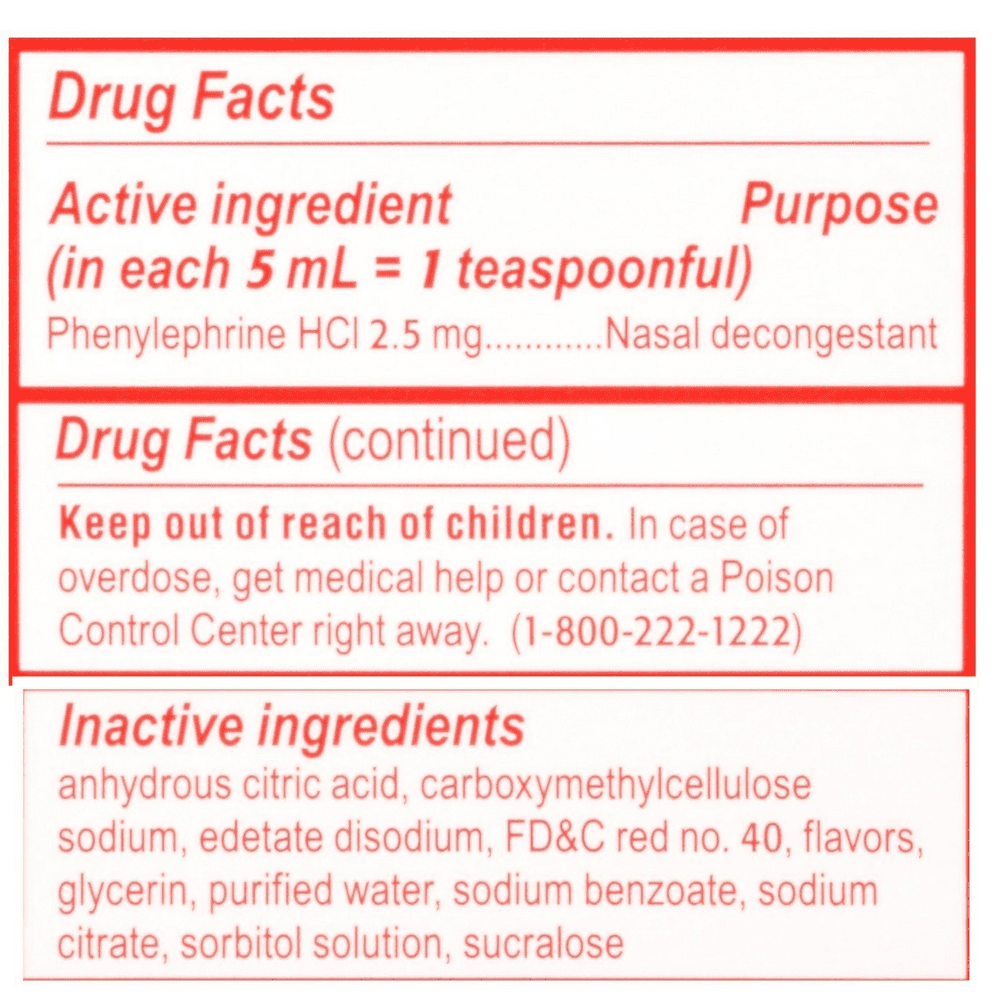 SUDAFED PE Children's Nasal Decongestant Liquid, Berry 4 oz (Pack of 4)