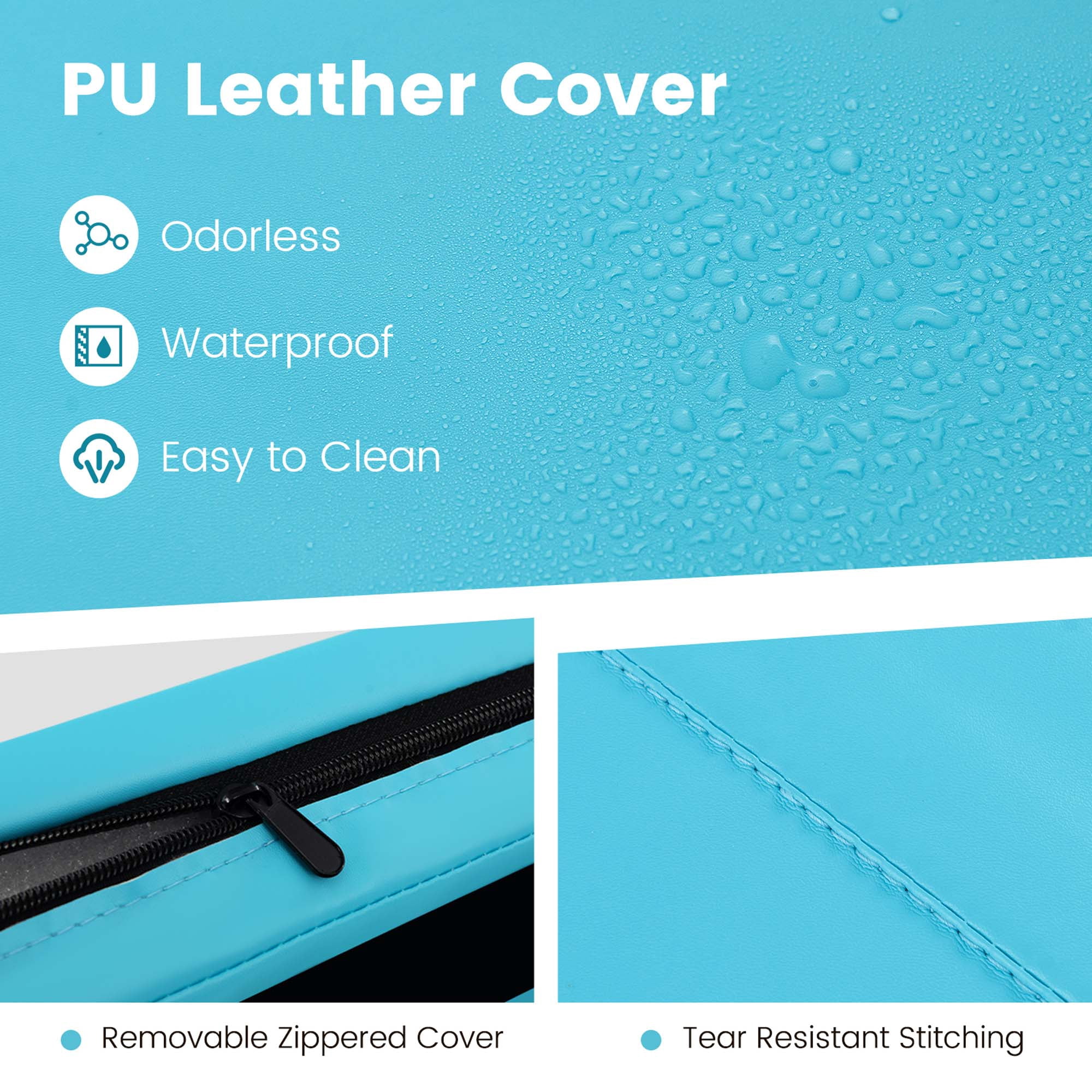 Costway 10' x 4' x 2" 4-Panel Folding Exercise Mat with Carrying Handles for Gym Yoga Blue
