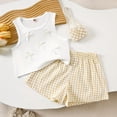 thumbnail image 2 of Ashyfjp Girls Summer Matching Set Sleeveless Bow Detail Top & Checkered Shorts Casual Outfit for Daily Wear, 2 of 7