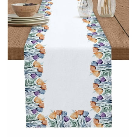 

Table Runner Dresser Scarf 13 x 90 Inch Spring Flower X-ray Illustration of Tulips Leaf Plant Table Runners Non-Slip Heat Kitchen Dining Table Decor for Indoor Outdoor Home Party Decoration