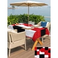 thumbnail image 5 of Outdoor Tablecloth with Umbrella Hole for Patio/Picnic/Party/Camping, Modern Patchwork Texture Waterproof Table Cloth Rectangle Table Cover Washable, Abstract Blocks Geometric Red Black (60"x 102"), 5 of 9