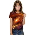 thumbnail image 3 of Kids Space Galaxies T Shirts Short Sleeve 3D Graphic Tees Shirts Funny Crew Neck T-Shirts Neon Novelty Clothes Orange， 5 Years, 3 of 7