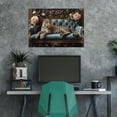 thumbnail image 4 of Mudket Leopard on Teal Carved Sofa with Peony Flowers Canvas Wall Art, French Luxury Wall Pictures for Living Room Print for Apartment Home Decor , Framed Ready to Hang - 12"L x 8"W, 4 of 9