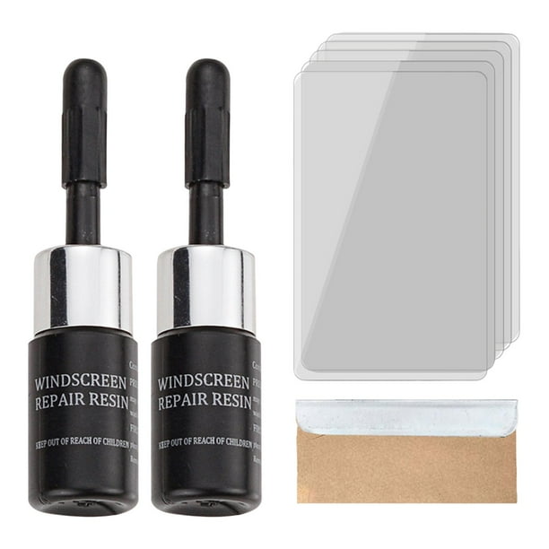 Kit de reparación de parabrisas de coche: solución avanzada para reparar grietas y desconchones. Negro
