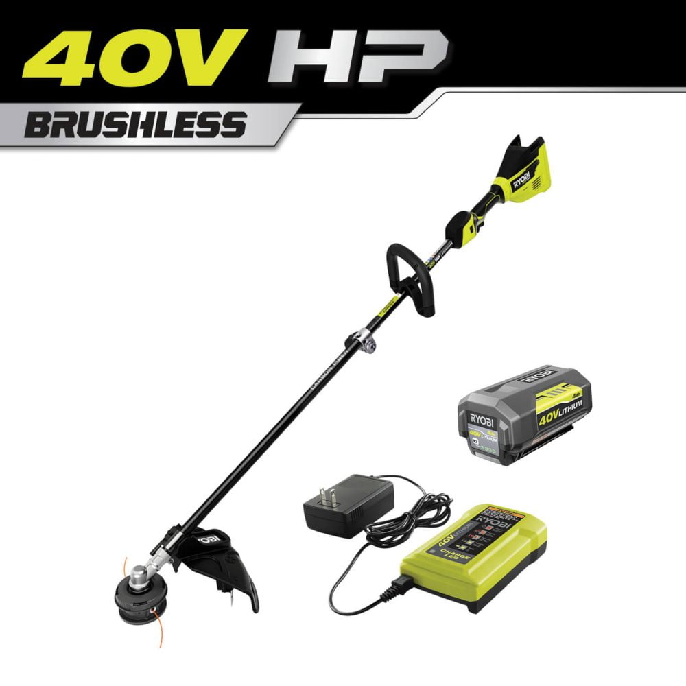 RYOBI 40V HP Brushless Cordless Carbon Fiber String Trimmer Kit with 4.