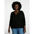 thumbnail image 2 of Terra & Sky Women's Plus Size Boyfriend Cardigan with Long Sleeves, Midweight, Size 0X-5X, 2 of 6