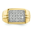 thumbnail image 5 of Primal Gold 10 Karat Yellow Gold with White Rhodium-plated Cubic Zirconia Men's Ring, 5 of 7