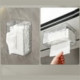 thumbnail image 4 of SWSUSN Plastic Wall Mountable Tissue Box Holder Bathroom Perforation-Free Wall-Mounted Tissue Storage Box, Medium, Clear, 4 of 8