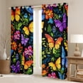 thumbnail image 2 of Homewish Graffiti Butterfly Black Out Curtains,Colorful Flower Floral Curtains Pack of 2 (42x63 Each),Oil Painting Bedroom Curtains For Kids,Microfiber Bedroom Decor, 2 of 6