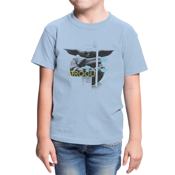 Star Wars The Mandalorian And Grogu Hungry Little Fella Youth T Shirt (Light Blue, XS-XL)