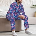 thumbnail image 7 of Naloa Blue Skull Flower Men’s Pajamas Set - Long Sleeve Button Down Sleep Shirt and Pajama Bottoms Sleepwear Set-X-Large, 7 of 7