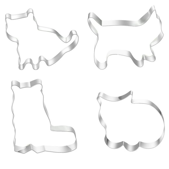 Mould Product Cat Shape Stainless Steel Cutting Die Set for Cookies and Steamed Buns – 4pc Cartoon Cat Cookie Cutter and Dough Cutter Kit