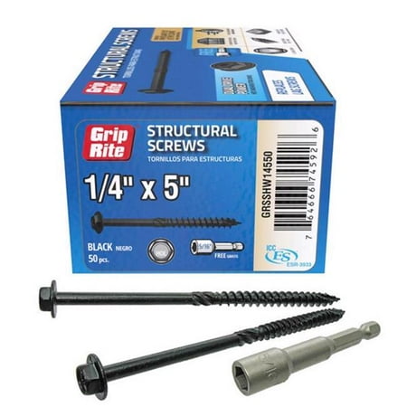 

Grip-Rite 5037418 0.25 in. wire x 5 in. Star Hex Washer Head Structural Screws Pack of 50