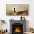 thumbnail image 3 of Large Framed Canvas Print The Good Shepherd Framed Canvas - Jesus Leading Sheep Spiritual Artwork Wall Art Decorative Ready to Hang Painting for Living room Bedroom - 60"x30" Natural Frame, 3 of 7