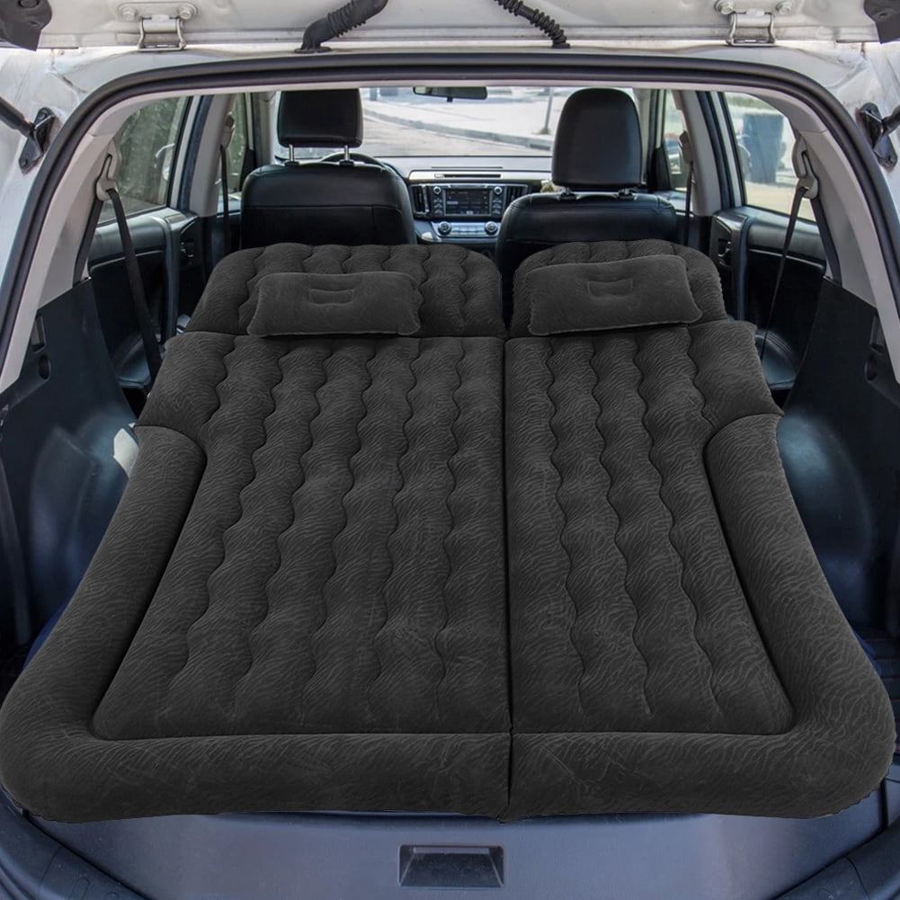 Gray Akozon SUV Air Mattress Camping Bed Cushion Pillow,2‑In‑1 Multifunction Inflatable Travel Mattress PVC Flocking Soft Sleeping Rest Cushion for Car SUV 