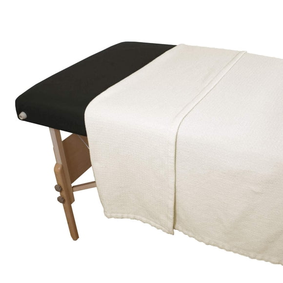 Manta para mesa de masaje con tejido de cesta de algodón orgánico Body Linen algodón orgánico 66 por 90 pulgadas Color crema agradable. Cálido, suave y ecológico - 1 paquete