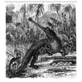 thumbnail image 3 of Ambesonne Sketchy Shower Curtain, Old Crocodile in Forest, 69"Wx75"L, Charcoal Grey, 3 of 3